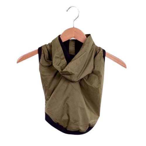 Khaki green waterproof hooded dog jacket