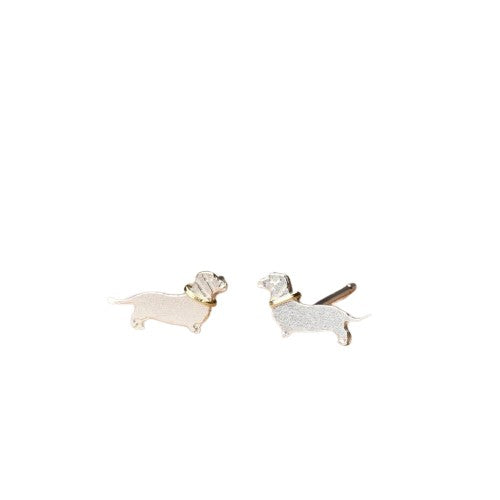 Dachshund Stud Earrings 925 Fine Silver